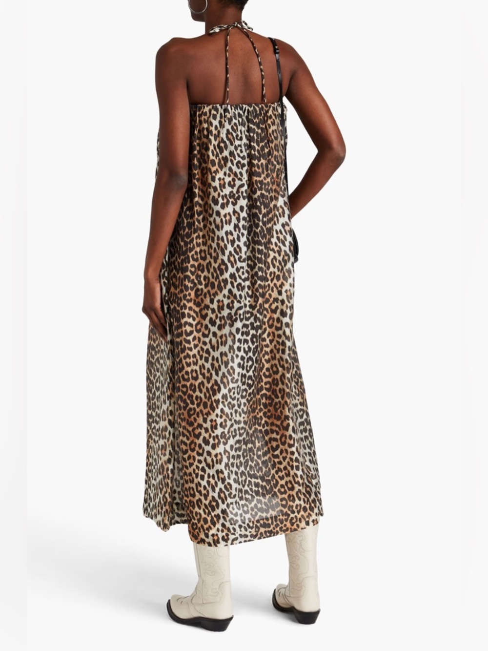 GANNI Leopard-print TENCEL™-blend voile midi dress Original Price $445 - Picture 2 of 11